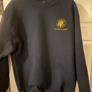 White House Embroidered Crew Sweatshirt Adult Navy Size X-Large